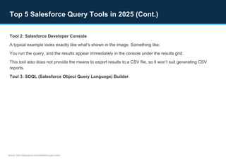 Top 5 Salesforce Query Tools in 2025: A Complete Guide | PDF