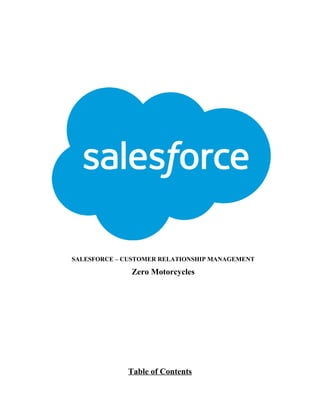 SALESFORCE – CUSTOMER RELATIONSHIP MANAGEMENT
Zero Motorcycles
Table of Contents
 