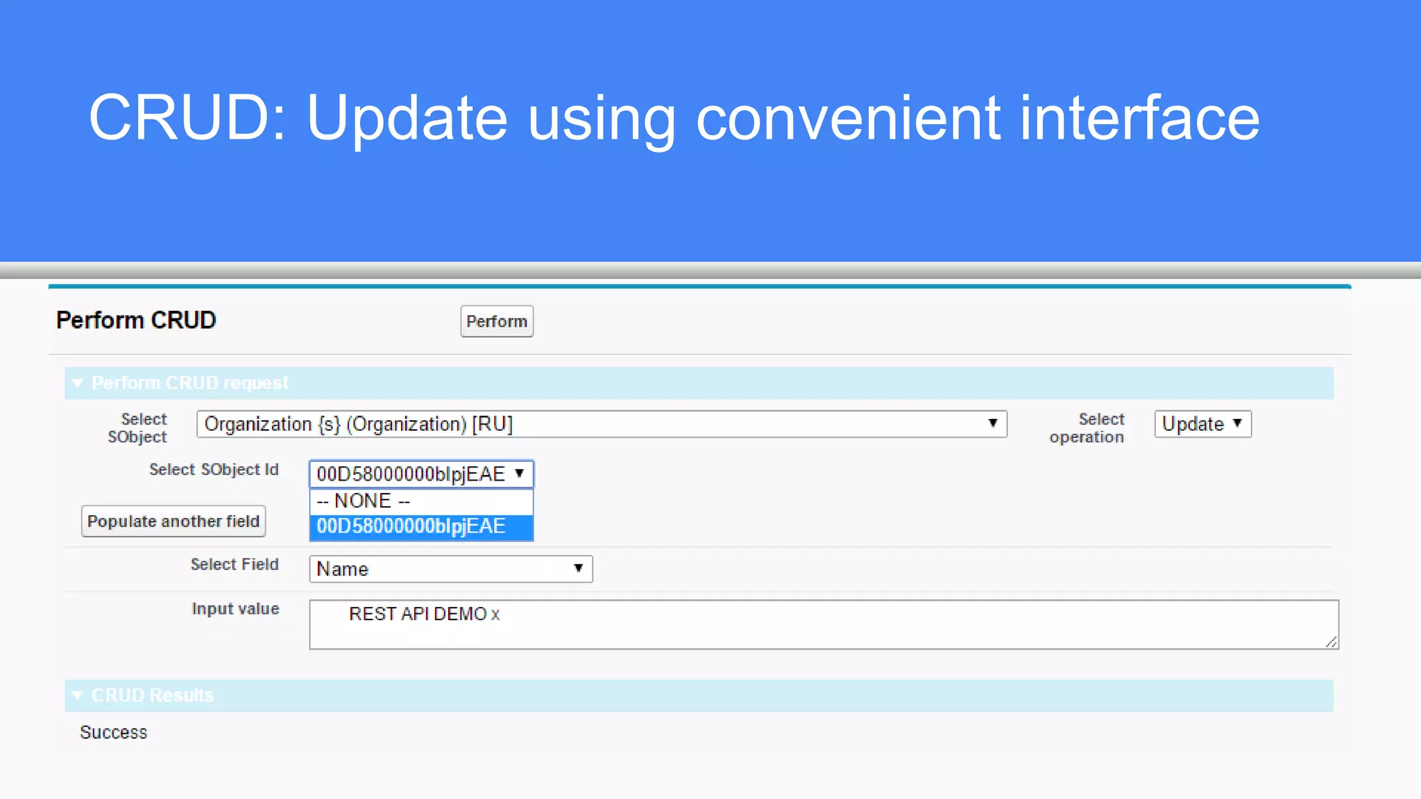 CRUD: Update using convenient interface
 