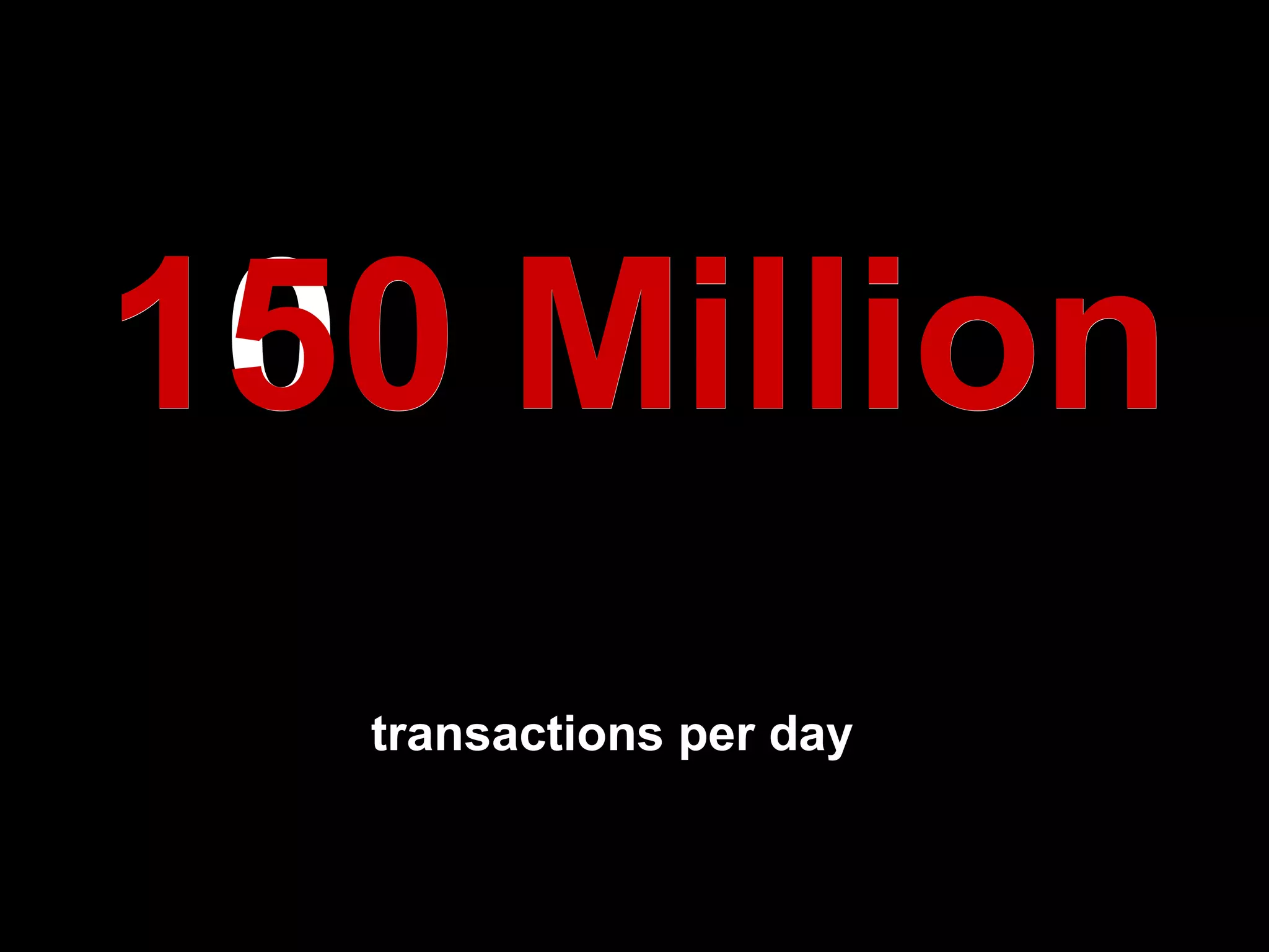100 Million transactions per day 150   Million 