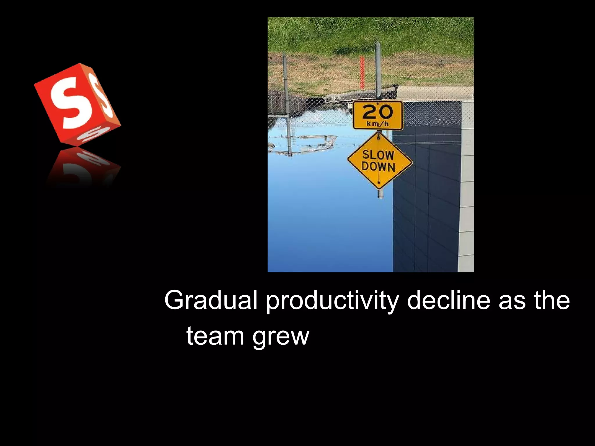 Gradual productivity decline as the team grew 