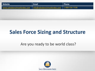 Sales Force Sizing and Structure Are you ready to be world class? 