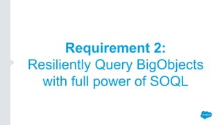 Requirement 2:
Resiliently Query BigObjects
with full power of SOQL
 