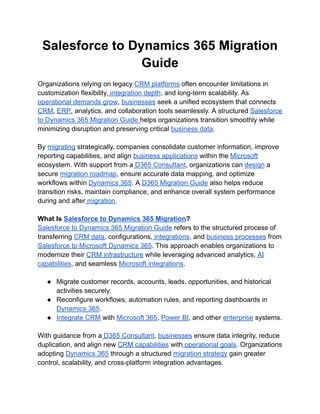 Salesforce to Dynamics 365 Migration Guide | PDF