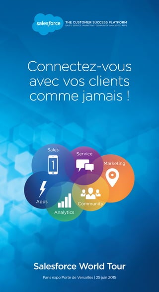 Paris expo Porte de Versailles | 25 juin 2015
Salesforce World Tour
Connectez-vous
avec vos clients
comme jamais !
 
