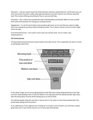 Sales funnel creation