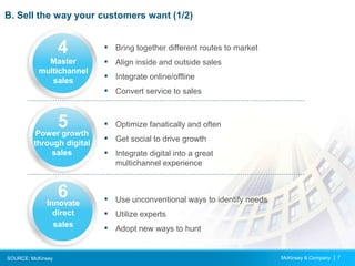 McKinsey & Company | 7
B. Sell the way your customers want (1/2)
SOURCE: McKinsey
▪ Bring together different routes to mar...