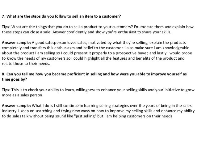 Sales interview questions and answers