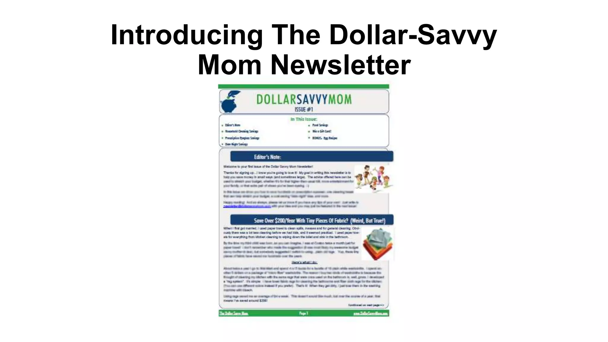 Introducing The Dollar-Savvy
Mom Newsletter
 