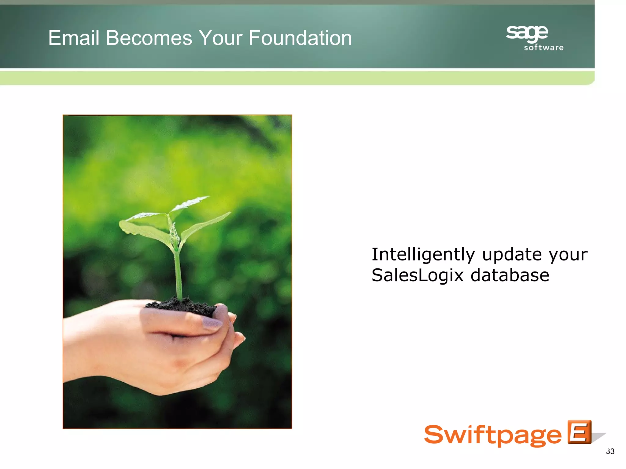 Intelligently update your SalesLogix database Email Becomes Your Foundation 
