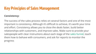Sales Management Principles Sales management | PPTX