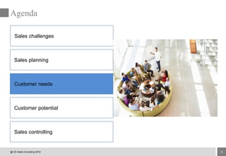 9
Agenda
Sales challenges
Sales planning
Customer needs
Customer potential
Sales controlling
@ CE-Sales Consulting 2016
 