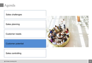 13
Agenda
Sales challenges
Sales planning
Customer needs
Customer potential
Sales controlling
@ CE-Sales Consulting 2016
 