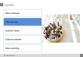 4
Agenda
Sales challenges
Sales planning
Customer needs
Customer potential
Sales controlling
@ CE-Sales Consulting 2016
 