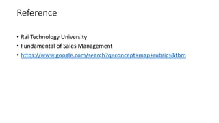 Reference
• Rai Technology University
• Fundamental of Sales Management
• https://www.google.com/search?q=concept+map+rubrics&tbm
 