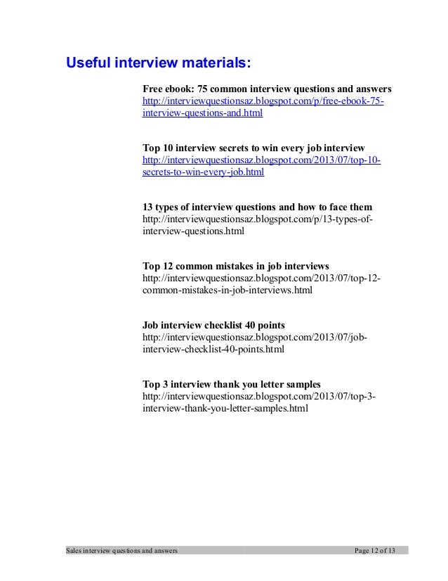sample answers for interview questions