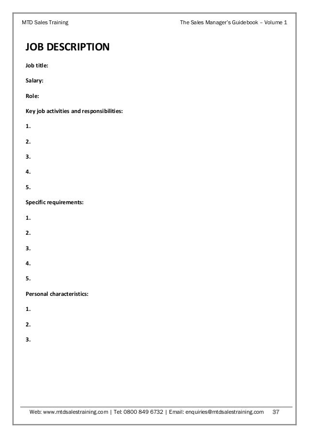 sales manager responsibilities