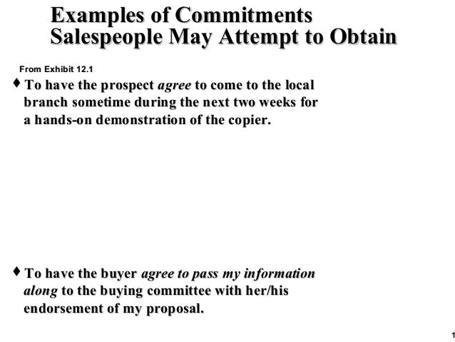 Salesmanship report obtaining commitment