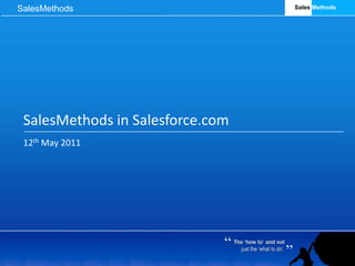 SalesMethods in Salesforce.com 12th May 2011 