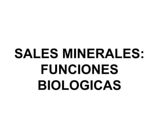 SALES MINERALES:
   FUNCIONES
   BIOLOGICAS
 