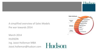 A simplified overview of Sales Models
Pre war towards 2014
March 2014
HUDSON
ing. Joost Holleman MBA
Joost.holleman@hudson.com
 