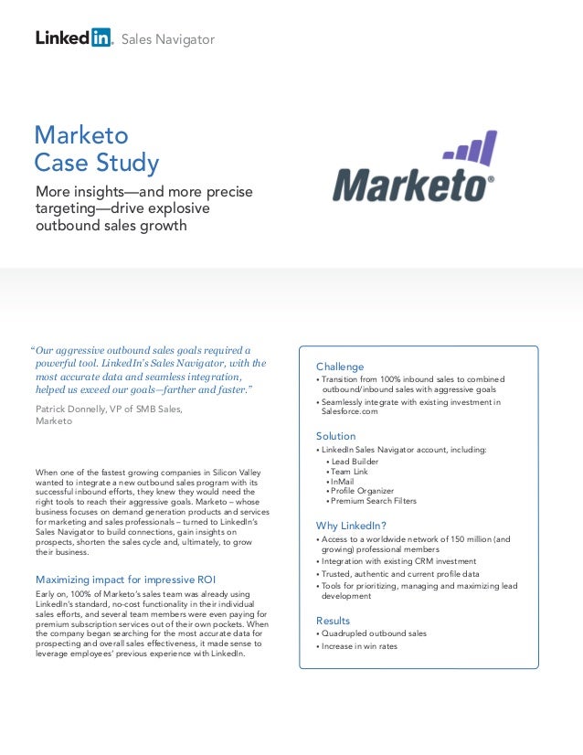 marketo case study quadrupled outbound sales through linkedin premium cost