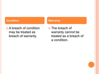 Condition                   Warranty

   A breach of condition      The breach of
    may be treated as           warran...