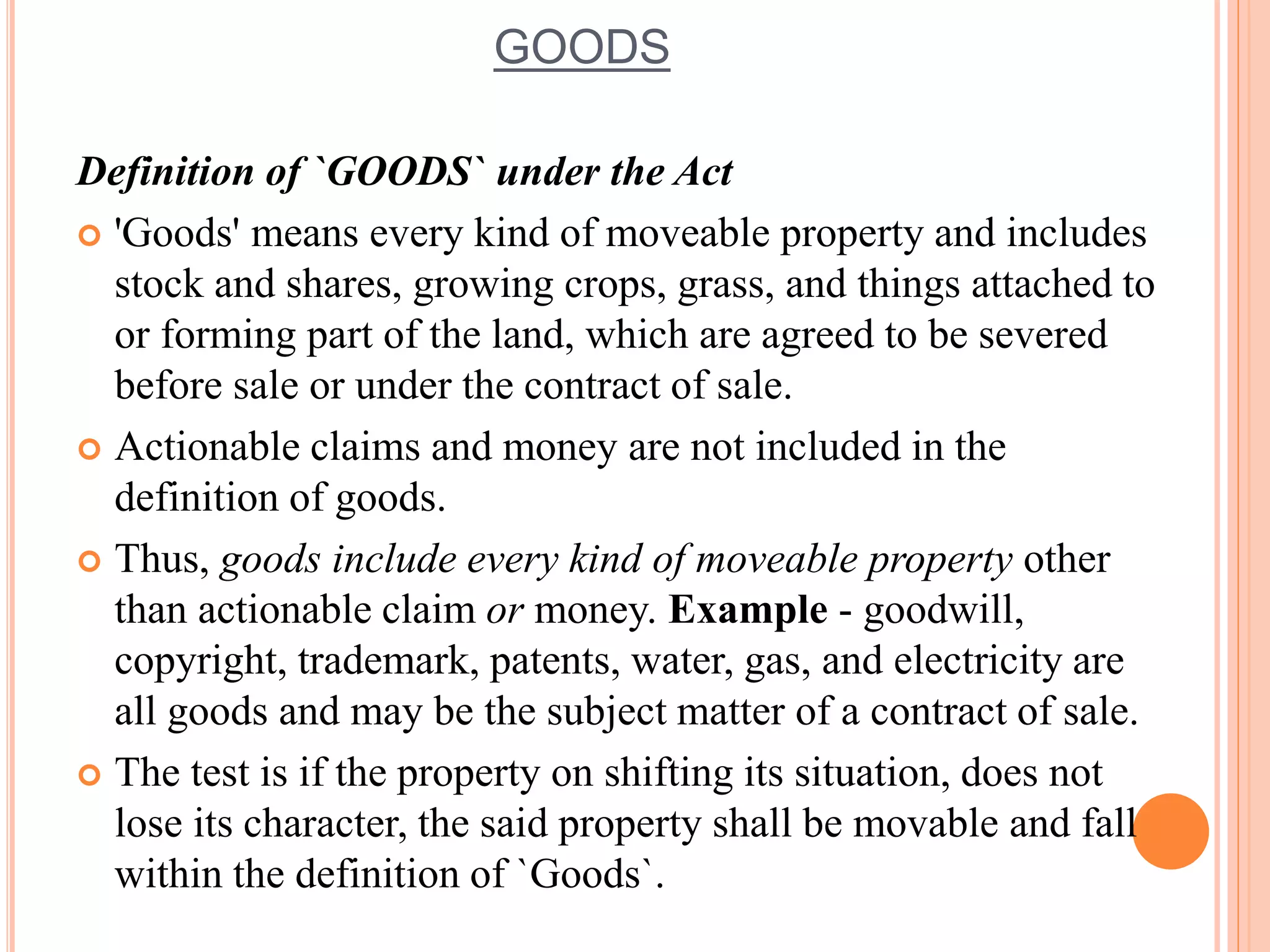 Sales of goods act 1930 | PPTX