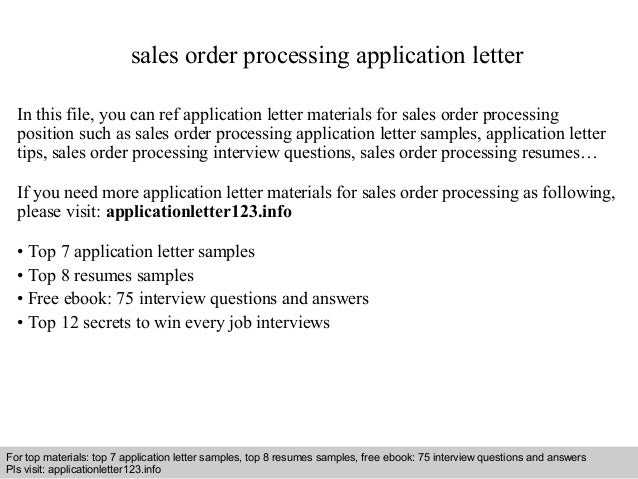 Order processing representative cover letter