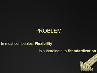 PROBLEM In most companies,  Flexibility Is subordinate to  Standardization 