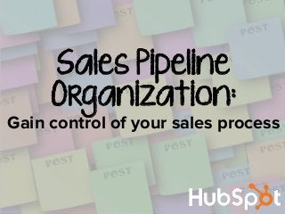 Sales Pipeline
Organization:
Gain control of your sales process
 