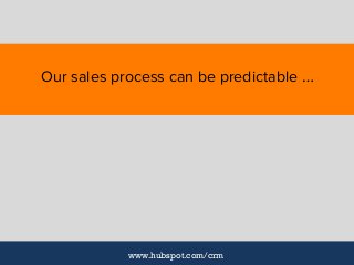 Our sales process can be predictable …
www.hubspot.com/crm
 