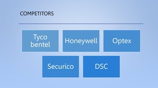 COMPETITORS
Tyco
bentel
Honeywell Optex
Securico DSC
 