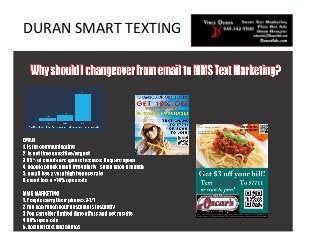 DURAN SMART TEXTING
Call this number NOW
949-742-9500
 