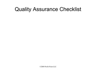Quality Assurance Checklist 