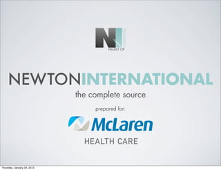 NEWTONINTERNATIONAL
                             the complete source
                                  prepared for:




Thursday, January 24, 2013
 