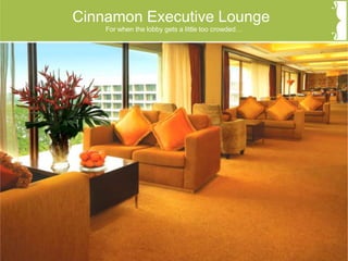 Cinnamon Executive Lounge
For when the lobby gets a little too crowded…
 