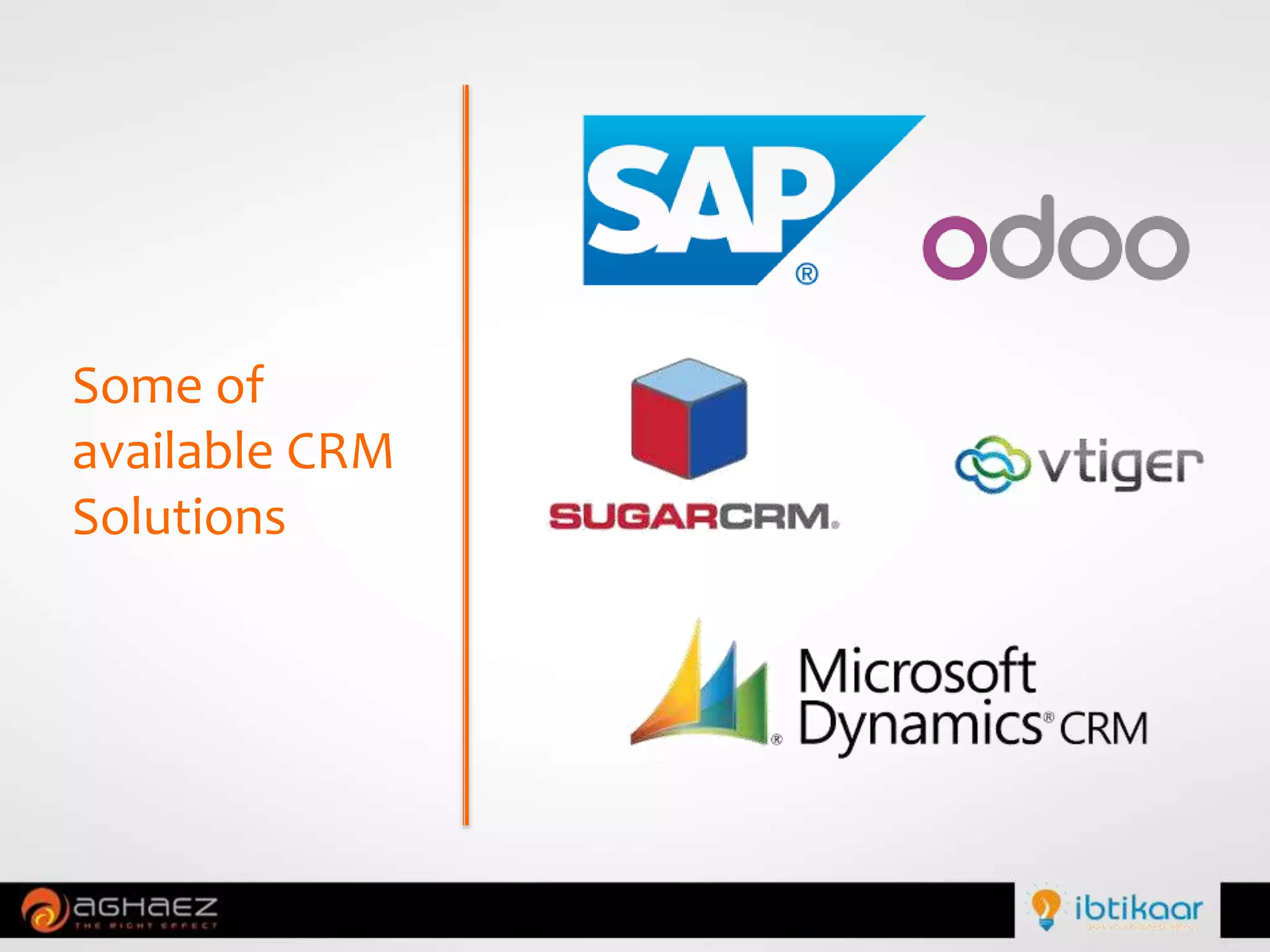 Some of
available CRM
Solutions
 