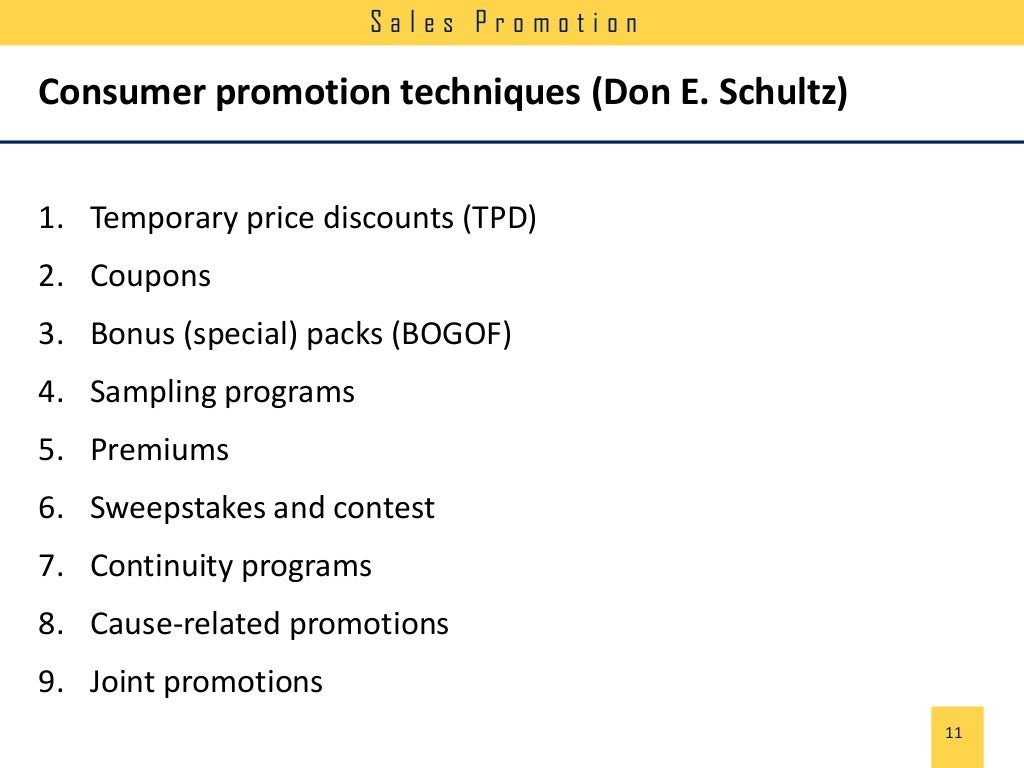Sales promotion: basic sales promotion techniques