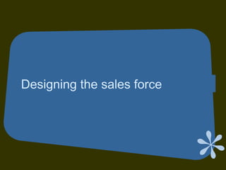 Designing the sales force
 