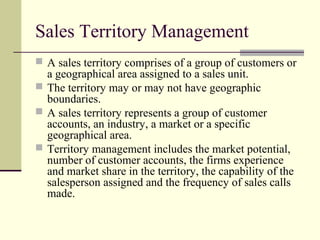 Sales quota and sales territory