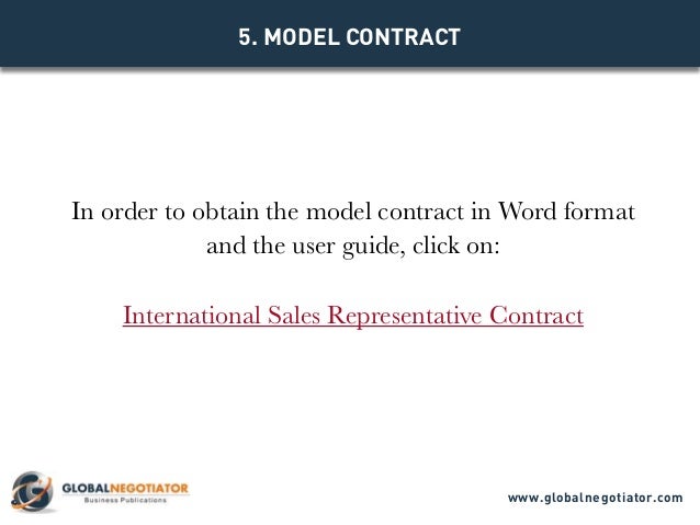 INTERNATIONAL SALES REPRESENTATIVE CONTRACT Contract Template And S 