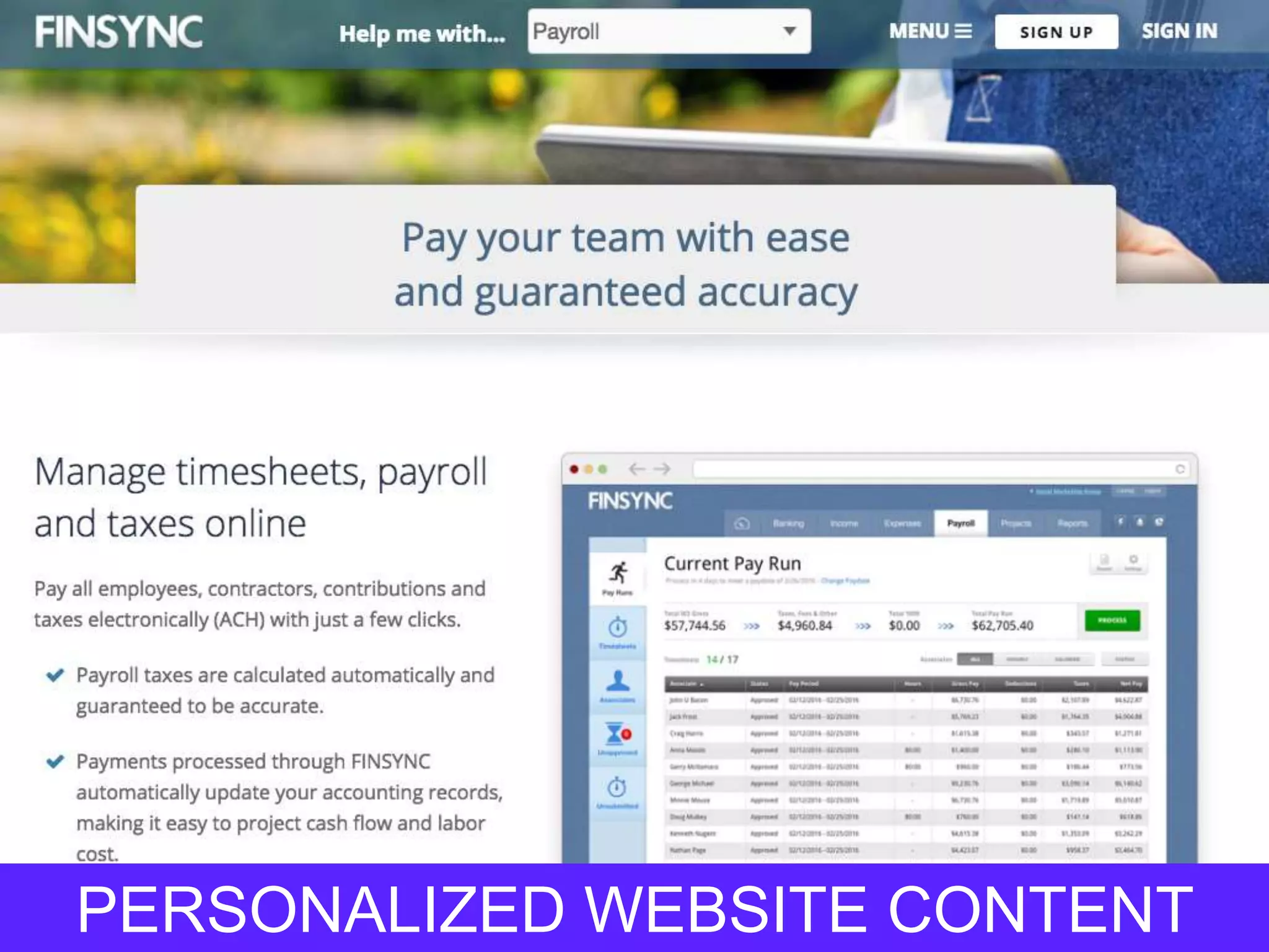PERSONALIZED WEBSITE CONTENT
 