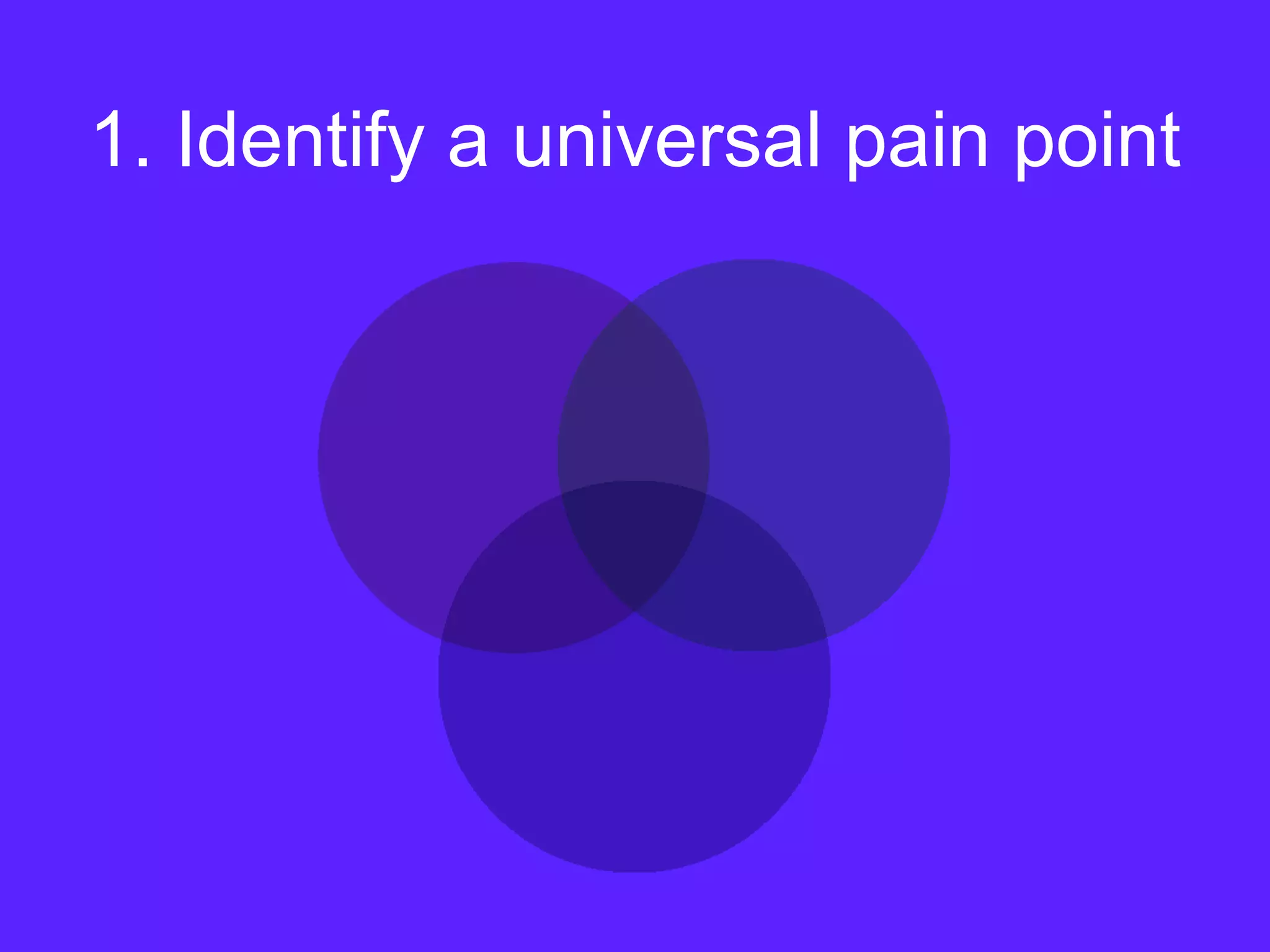 1. Identify a universal pain point
 
