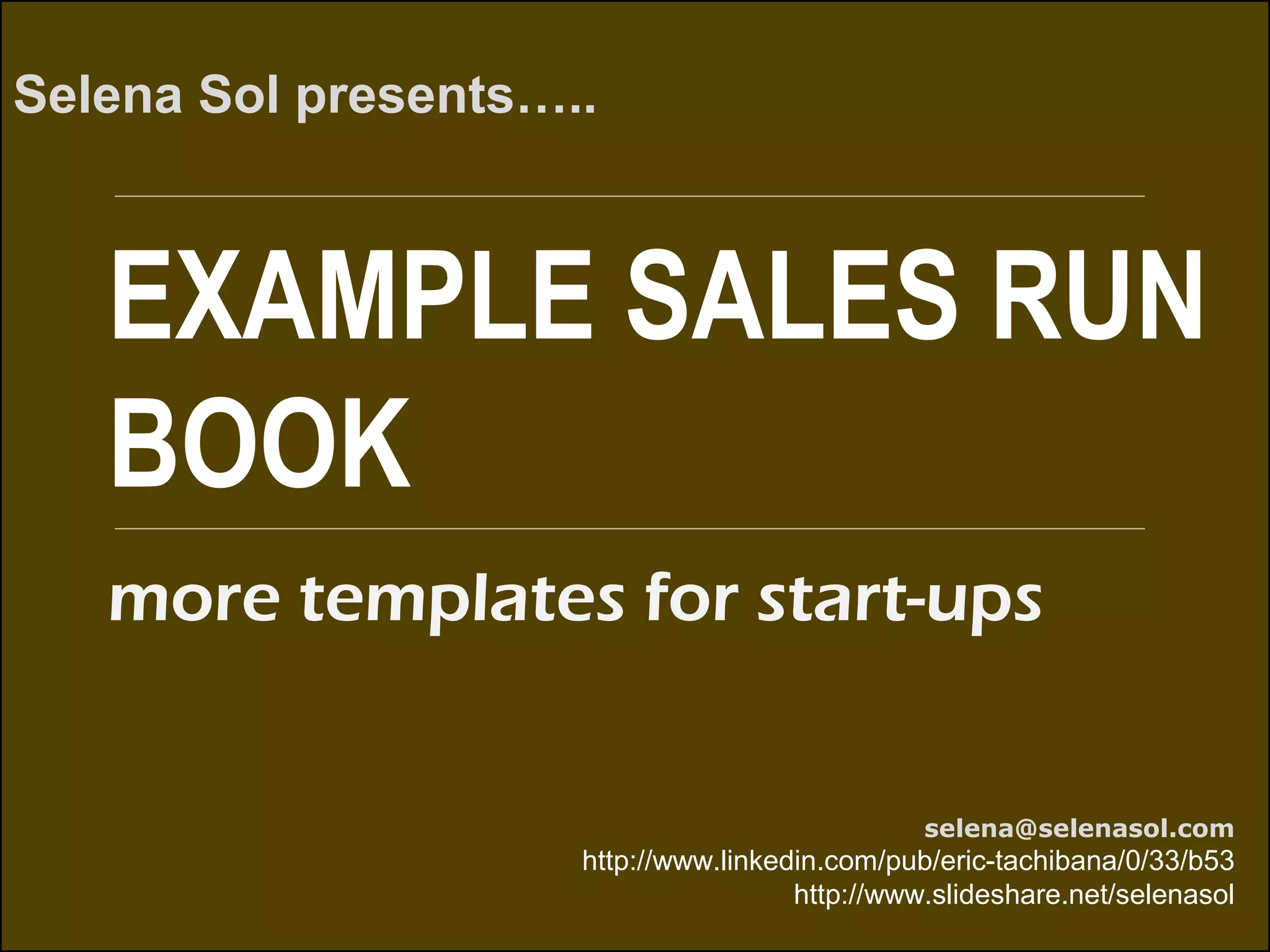 Example Sales Run Book | PPT