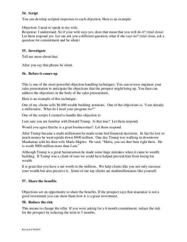 Sales script sample