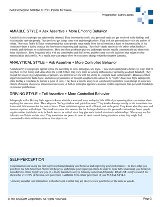 Self Perception Profile.pdf Sales self perception social style & versatility profile | PDF
