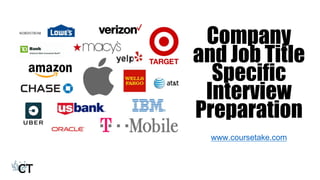 Company
and Job Title
Specific
Interview
Preparation
www.coursetake.com
 