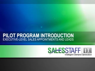 PILOT PROGRAM INTRODUCTION
EXECUTIVE-LEVEL SALES APPOINTMENTS AND LEADS
 