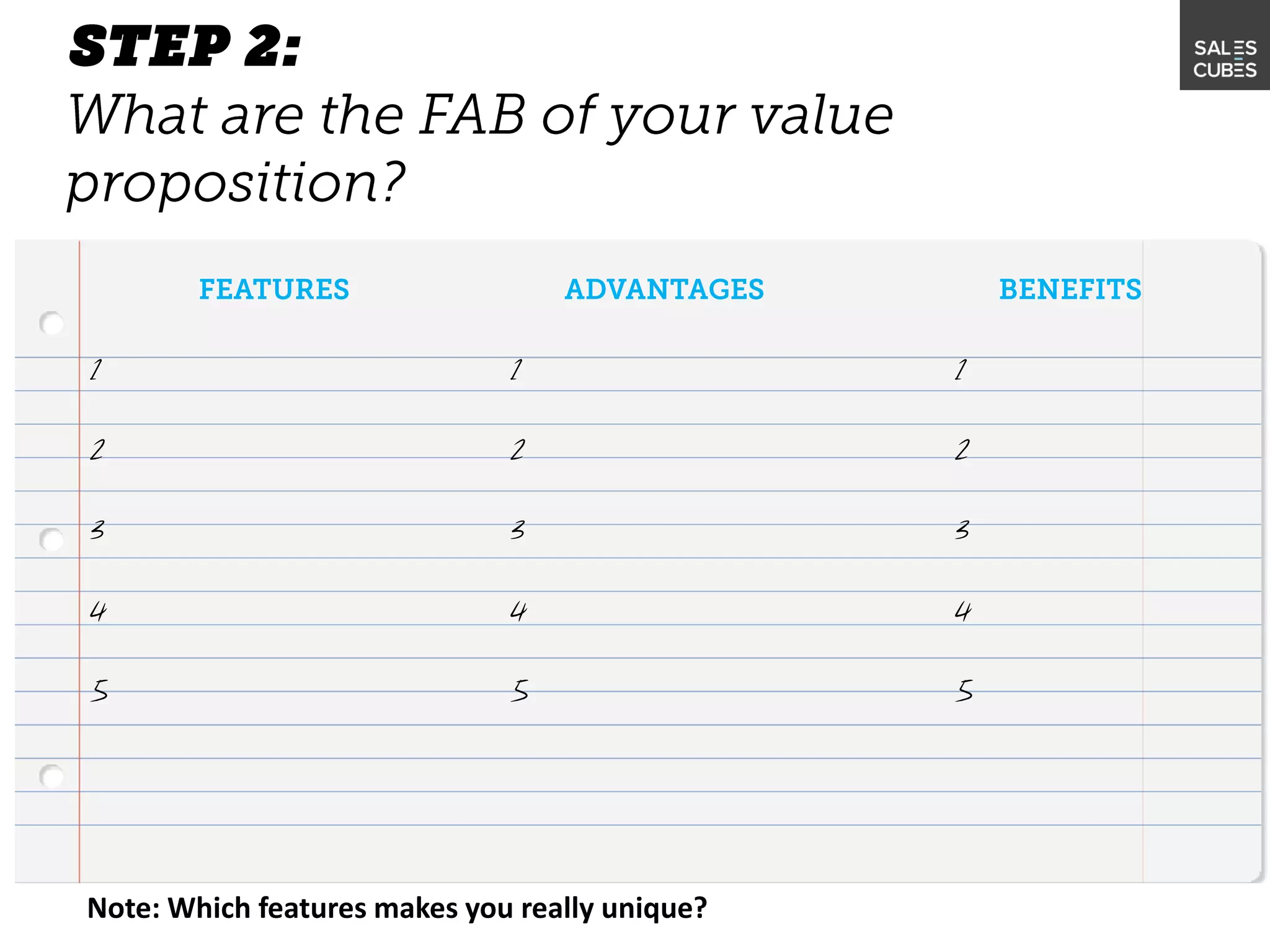 1
2
3
4
5
Note: Which features makes you really unique?
1
2
3
4
5
1
2
3
4
5
 